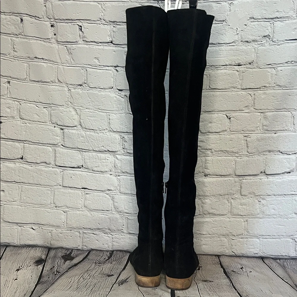 free people Elegant Black Suede Over the Knee Boots